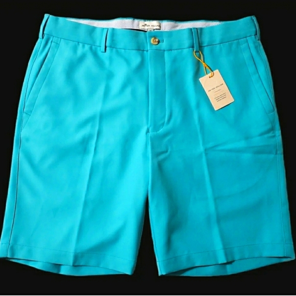 Peter Millar Crown Sport Mens 35 High Drape Blue Performance Stretch Shorts - Picture 5 of 8